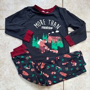 Kids Pajamas with Forest Print - Black and Red